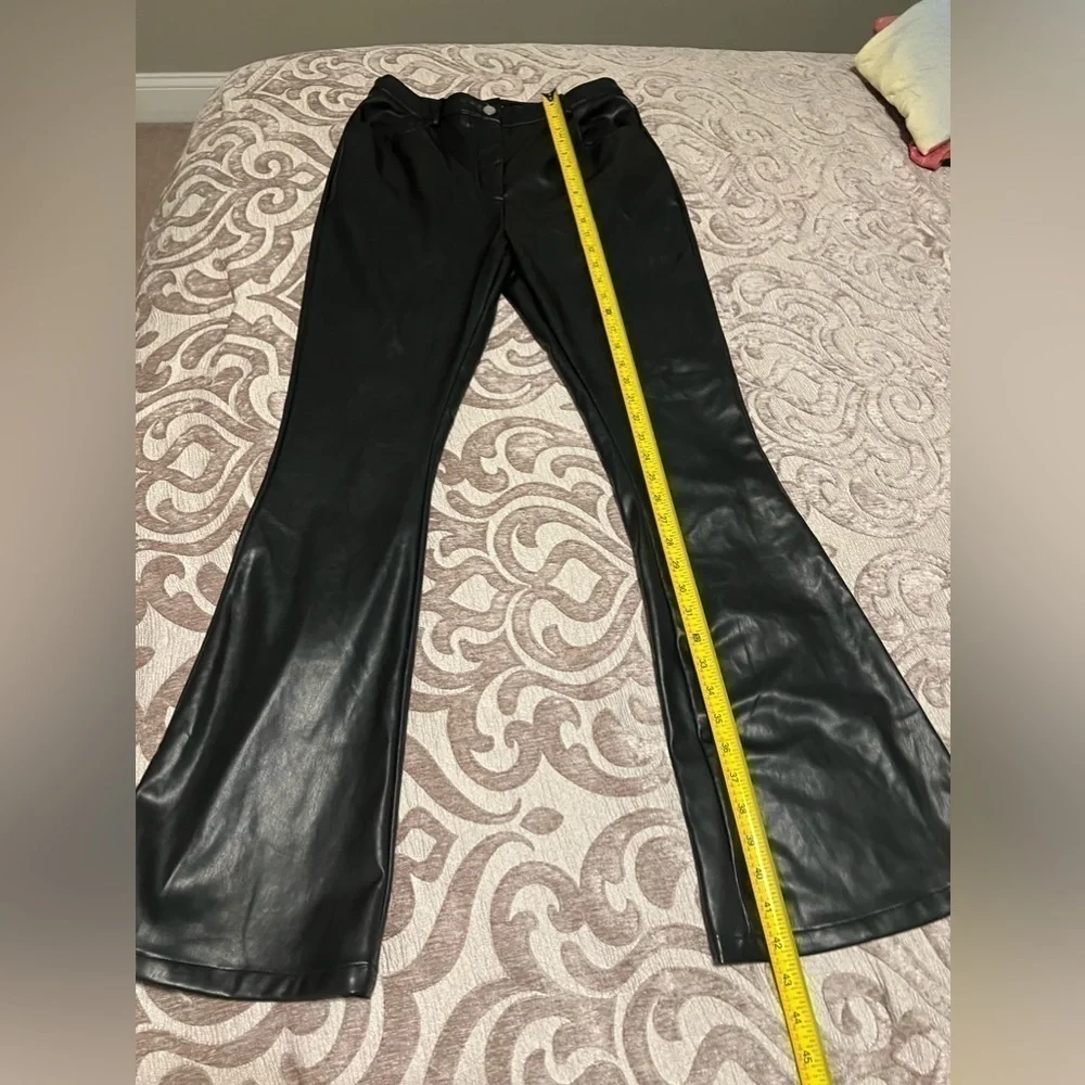 BOOHOO SUPER STRETCH FAUX LEATHER HIGH WAIST TROUSERS Sz 12
